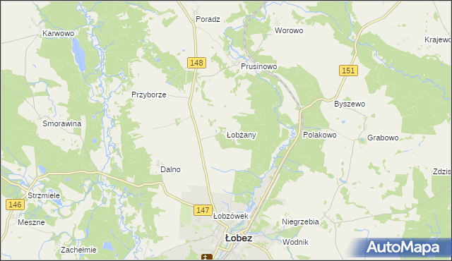 mapa Łobżany, Łobżany na mapie Targeo