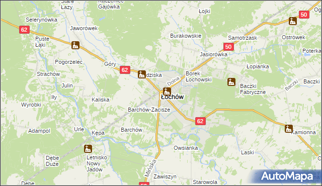 mapa Łochów powiat węgrowski, Łochów powiat węgrowski na mapie Targeo