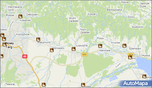 mapa Łopuszna, Łopuszna na mapie Targeo