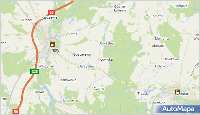 mapa Łowiska, Łowiska na mapie Targeo