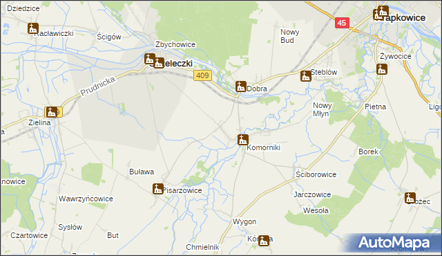 mapa Łowkowice gmina Strzeleczki, Łowkowice gmina Strzeleczki na mapie Targeo