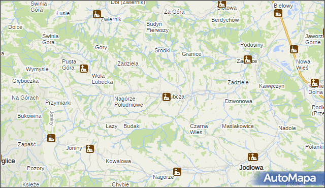 mapa Lubcza gmina Ryglice, Lubcza gmina Ryglice na mapie Targeo