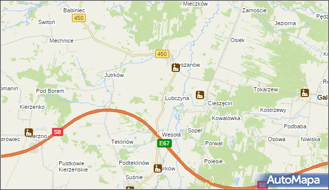 mapa Lubczyna gmina Wieruszów, Lubczyna gmina Wieruszów na mapie Targeo