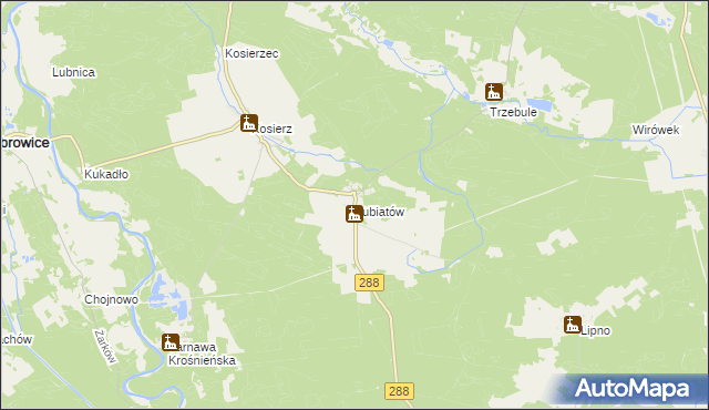 mapa Lubiatów gmina Dąbie, Lubiatów gmina Dąbie na mapie Targeo