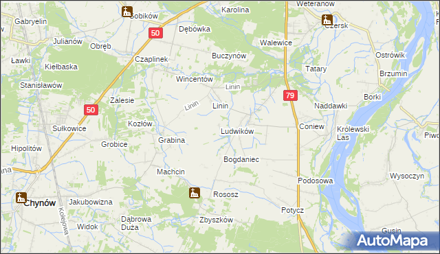 mapa Ludwików gmina Chynów, Ludwików gmina Chynów na mapie Targeo