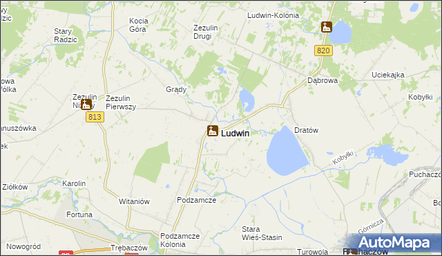 mapa Ludwin, Ludwin na mapie Targeo