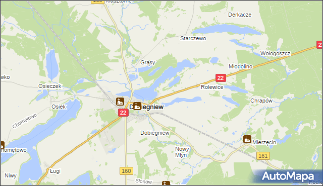 mapa Ługowo gmina Dobiegniew, Ługowo gmina Dobiegniew na mapie Targeo
