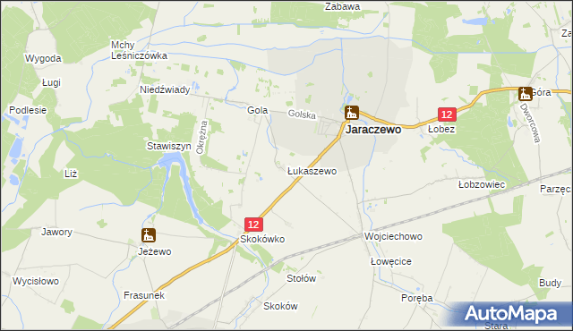 mapa Łukaszewo gmina Jaraczewo, Łukaszewo gmina Jaraczewo na mapie Targeo