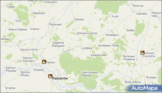 mapa Luszewo gmina Radzanów, Luszewo gmina Radzanów na mapie Targeo