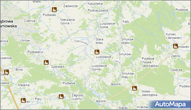 mapa Luszowice gmina Radgoszcz, Luszowice gmina Radgoszcz na mapie Targeo