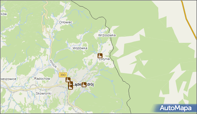 mapa Lutynia gmina Lądek-Zdrój, Lutynia gmina Lądek-Zdrój na mapie Targeo