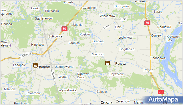 mapa Machcin gmina Chynów, Machcin gmina Chynów na mapie Targeo