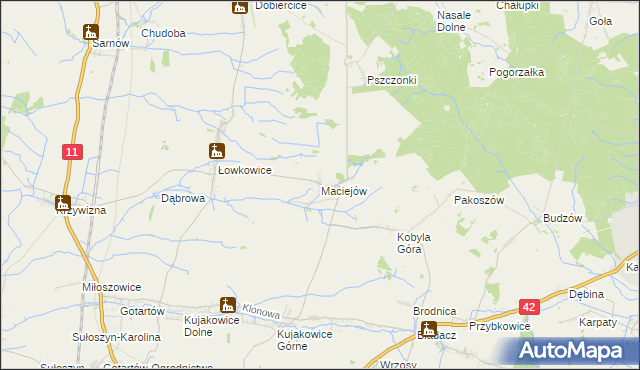 mapa Maciejów gmina Kluczbork, Maciejów gmina Kluczbork na mapie Targeo