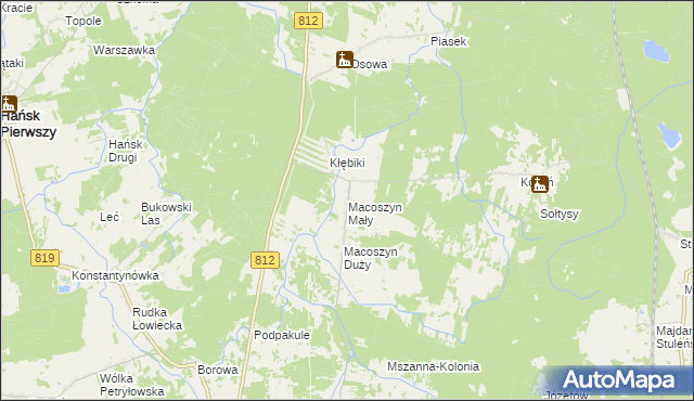 mapa Macoszyn Mały, Macoszyn Mały na mapie Targeo