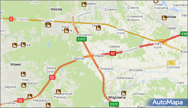 mapa Majdan gmina Wiązowna, Majdan gmina Wiązowna na mapie Targeo