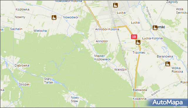 mapa Majdan Kozłowiecki, Majdan Kozłowiecki na mapie Targeo