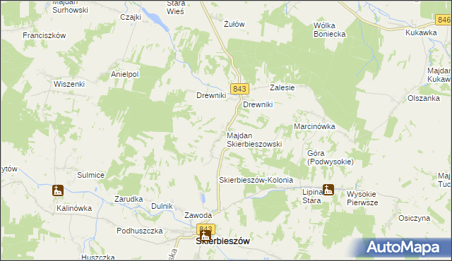 mapa Majdan Skierbieszowski, Majdan Skierbieszowski na mapie Targeo