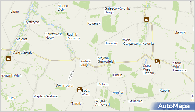 mapa Majdan Starowiejski, Majdan Starowiejski na mapie Targeo