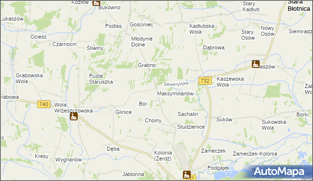 mapa Maksymilianów gmina Przytyk, Maksymilianów gmina Przytyk na mapie Targeo