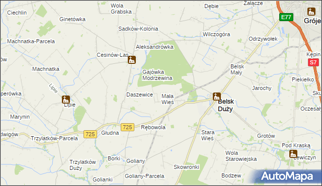 mapa Mała Wieś gmina Belsk Duży, Mała Wieś gmina Belsk Duży na mapie Targeo