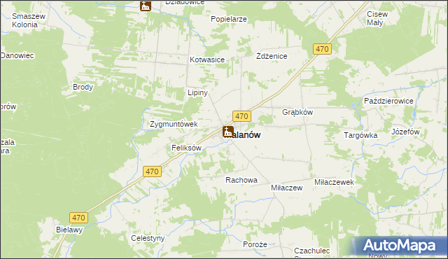 mapa Malanów powiat turecki, Malanów powiat turecki na mapie Targeo