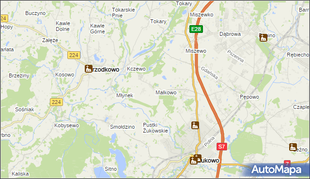 mapa Małkowo, Małkowo na mapie Targeo
