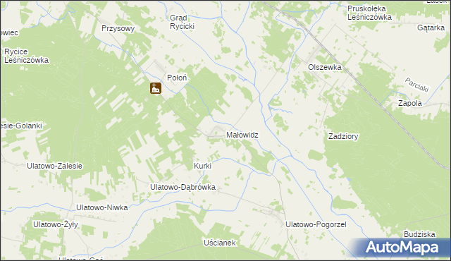 mapa Małowidz, Małowidz na mapie Targeo