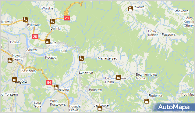 mapa Manasterzec, Manasterzec na mapie Targeo