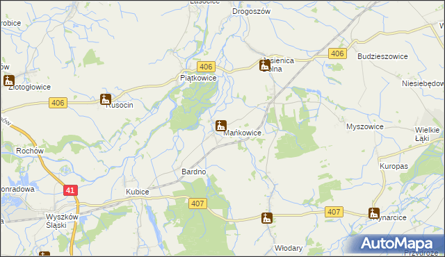 mapa Mańkowice, Mańkowice na mapie Targeo