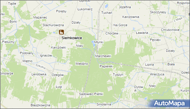 mapa Marchewki gmina Siemkowice, Marchewki gmina Siemkowice na mapie Targeo
