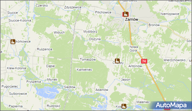 mapa Marcinków gmina Żarnów, Marcinków gmina Żarnów na mapie Targeo