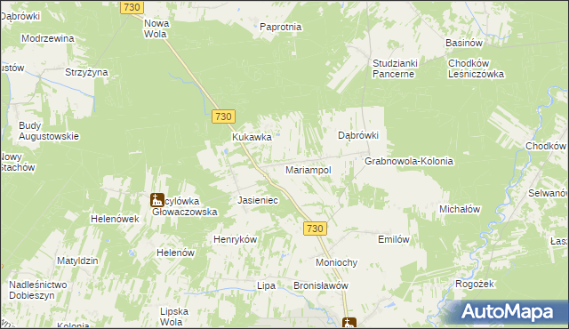 mapa Mariampol gmina Głowaczów, Mariampol gmina Głowaczów na mapie Targeo