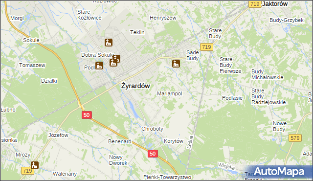 mapa Mariampol gmina Jaktorów, Mariampol gmina Jaktorów na mapie Targeo