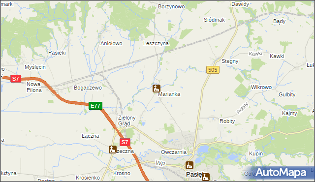 mapa Marianka gmina Pasłęk, Marianka gmina Pasłęk na mapie Targeo