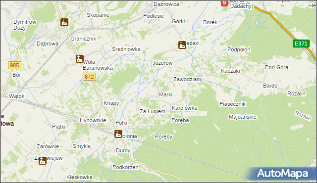 mapa Marki gmina Baranów Sandomierski, Marki gmina Baranów Sandomierski na mapie Targeo