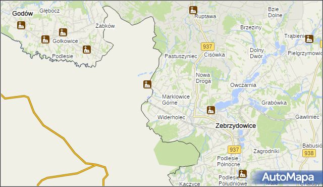 mapa Marklowice Górne, Marklowice Górne na mapie Targeo