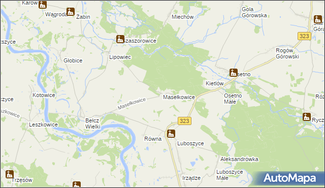 mapa Masełkowice, Masełkowice na mapie Targeo