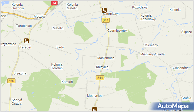 mapa Masłomęcz, Masłomęcz na mapie Targeo