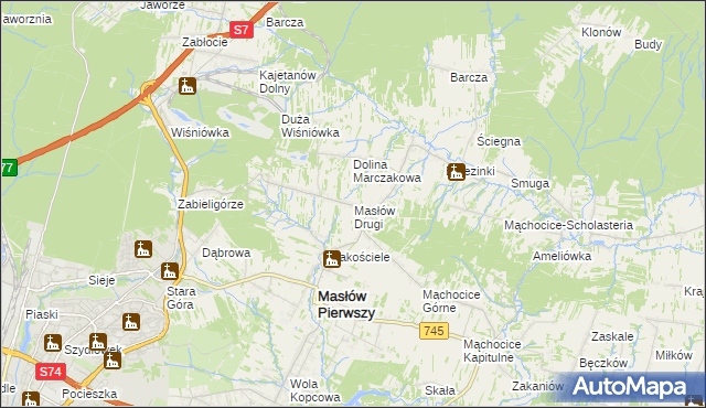 mapa Masłów Drugi, Masłów Drugi na mapie Targeo