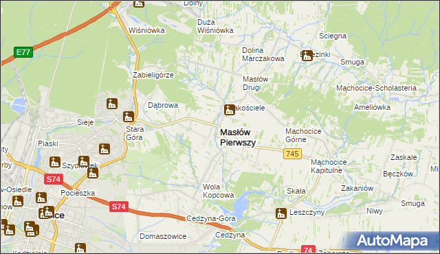 mapa Masłów Pierwszy, Masłów Pierwszy na mapie Targeo