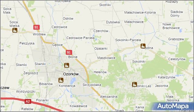 mapa Maszkowice gmina Ozorków, Maszkowice gmina Ozorków na mapie Targeo