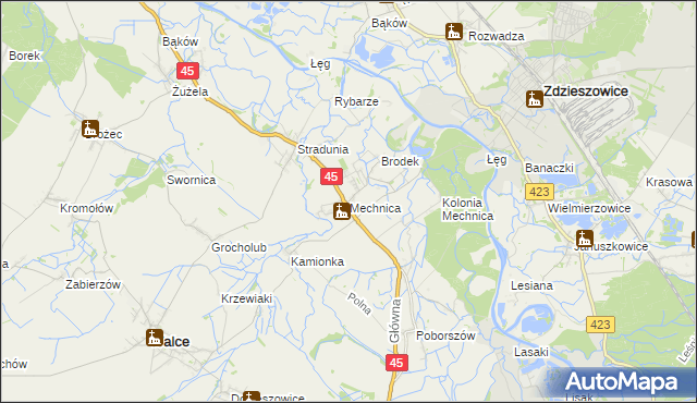 mapa Mechnica, Mechnica na mapie Targeo