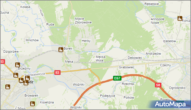 mapa Męcka Wola, Męcka Wola na mapie Targeo