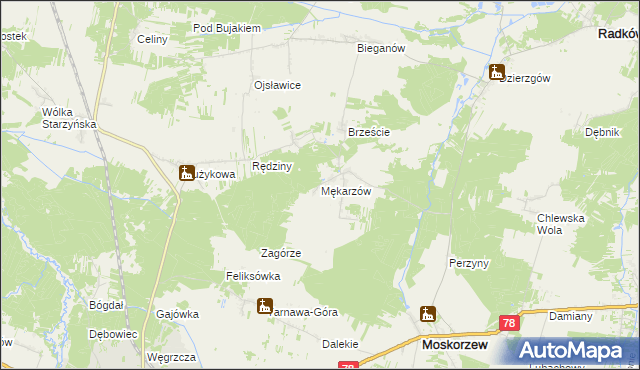 mapa Mękarzów, Mękarzów na mapie Targeo