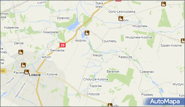 mapa Meszki, Meszki na mapie Targeo