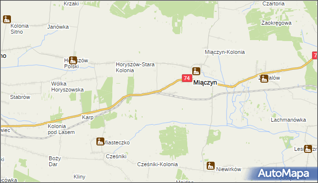 mapa Miączyn-Stacja, Miączyn-Stacja na mapie Targeo