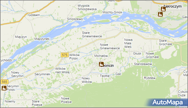 mapa Michałów gmina Leoncin, Michałów gmina Leoncin na mapie Targeo