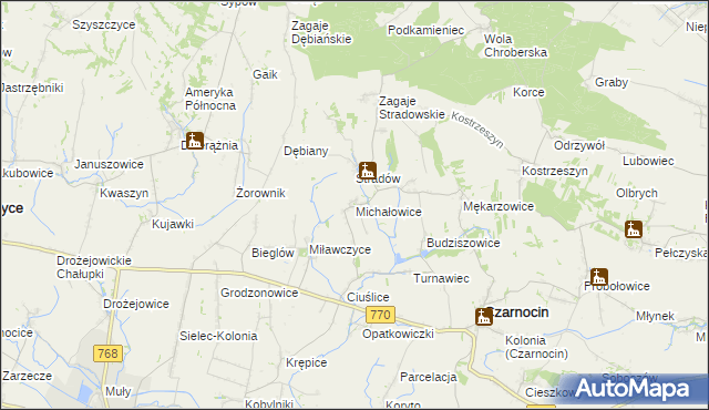mapa Michałowice gmina Czarnocin, Michałowice gmina Czarnocin na mapie Targeo