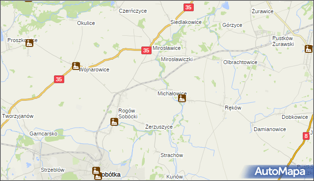 mapa Michałowice gmina Sobótka, Michałowice gmina Sobótka na mapie Targeo