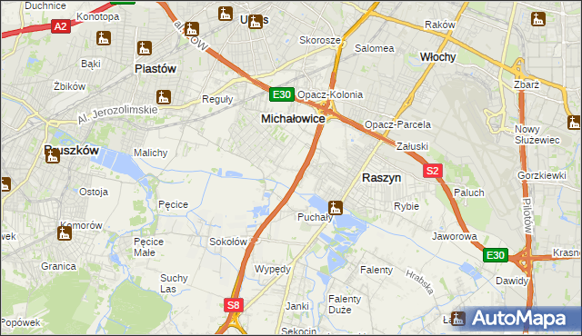 mapa Michałowice-Wieś, Michałowice-Wieś na mapie Targeo